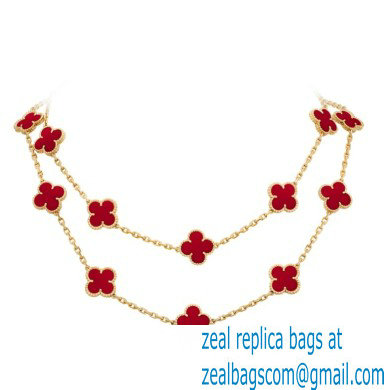 Van Cleef  &  Arpels Onyx Vintage Alhambra Necklace red/gold